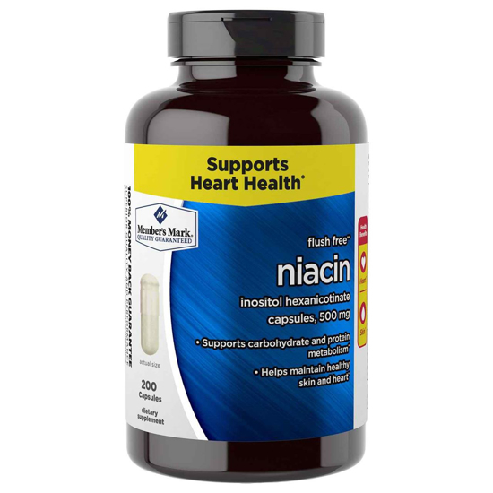 Picture of Member's Mark Flush Free Niacin Inositol Hexanicotinate Capsules, 500mg (1 botol)