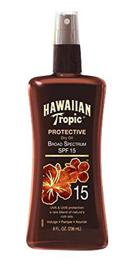 Picture of Hawaiian Tropic Sunscreen Protective Tanning Dry Oil Broad Spectrum Sun Care Sunscreen Spray - SPF 15, 8 Ounce
