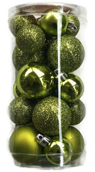 Picture of Holiday Time Miniature Christmas Tree Shatterproof Ornaments - Yellow Green - 20 Count