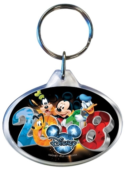 Picture of Disney 2018 In Your Face Mickey Goofy Pluto Donald Lucite Keychain