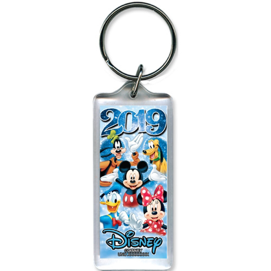 Picture of 2019 Dated Star Fun Time Mickey Minnie Goofy Donald Pluto Lucite Keychain, Multi
