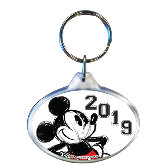 Picture of 2019 Dated Original Big Mickey Oval Keychain, White Black (No Namedrop)