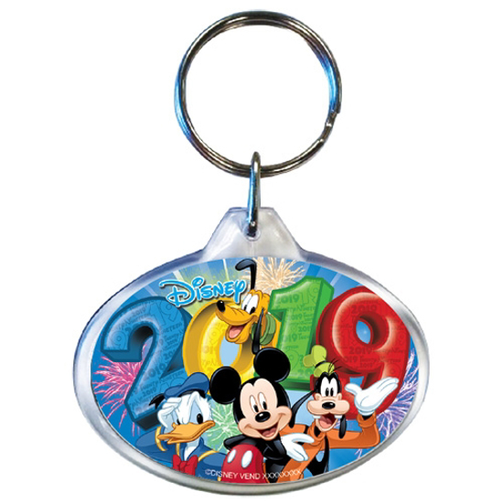 Picture of 2019 Dated Fireworks Fiesta Mickey Goofy Donald Pluto Oval Keychain, Multi (No Namedrop)
