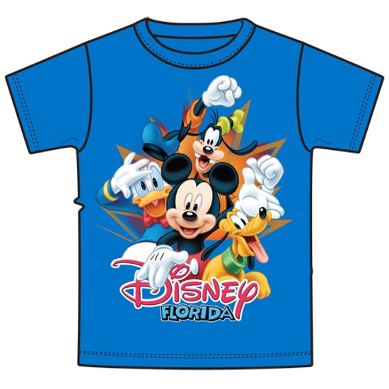 Picture of Youth Tee Shirt 4 Burst Mickey Donald Pluto Goofy Royal Blue Florida Namedrop