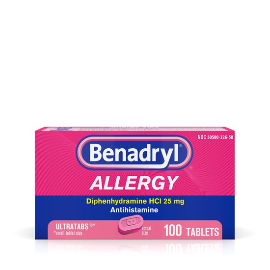 Picture of Benadryl Ultratabs Antihistamine Allergy Medicine Tablets 100 ct
