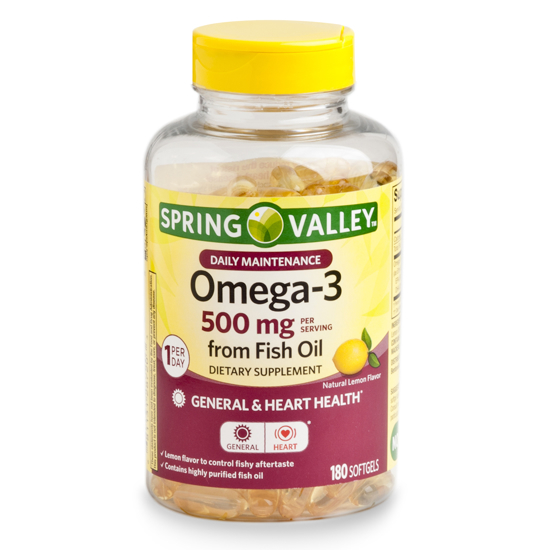 Picture of Spring Valley Omega 3 Fish Oil Softgels 500 mg 180 Count