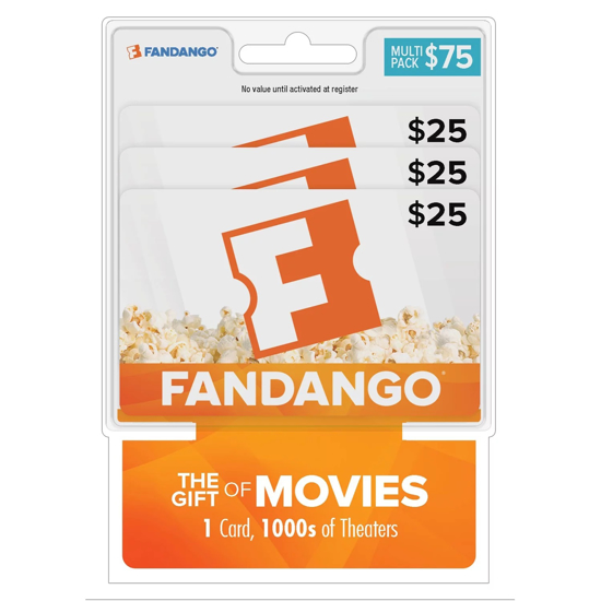 Fandango Movies $75 Multi Pack 3 $25 Gift Cards