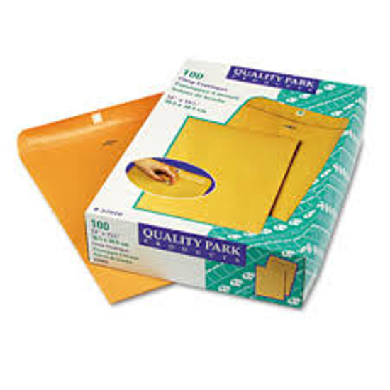 Quality Park Clasp Envelope 12" x 15 1/2" Brown Kraft 100 Box