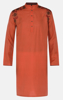 Picture of Orange Embroidered Silk-Cotton Panjabi Pajama Set