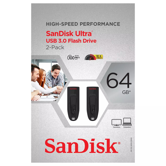 Picture of SanDisk Ultra 64GB USB 3.0 Flash Drive 2 pack