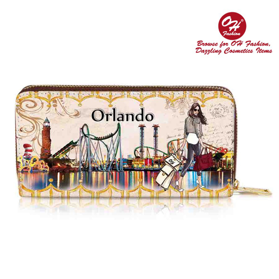 Picture of OH Fashion Women’s Wallet Magnificent Orlando Single Zip Around Coin Wallet Handbag Cities Design Medium Size