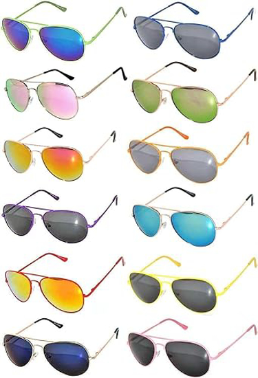 Picture of Aviator Sunglasses Metal Frames Mirror Lens Spring Hinges