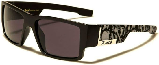 Picture of Locs Square Skull & Bones Matte Black Wrap Around Sunglasses