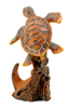 Picture of Sea Turtle with Anchor Faux Carved Wood Look Figurine 4"H