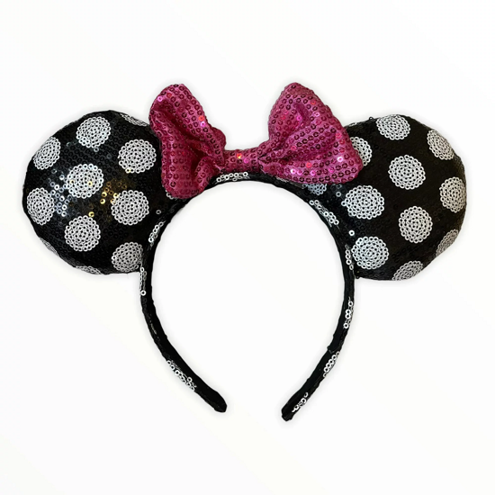 Picture of Disney Minnie Mouse Polka Dot Ears Pink Sequin Bow Headband