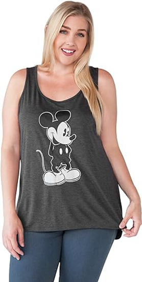 Picture of Disney Mickey Mouse Womens Plus Size Sleeveless Tank Top Charcoal 2XL