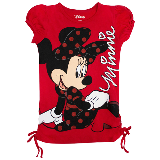 Picture of Disney Minnie Mouse Black Bow Red Youth Girls Tops 6/7