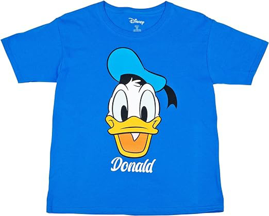 Picture of Disney Donald Duck Character Face Signature Youth T-Shirt Blue Large 12-14