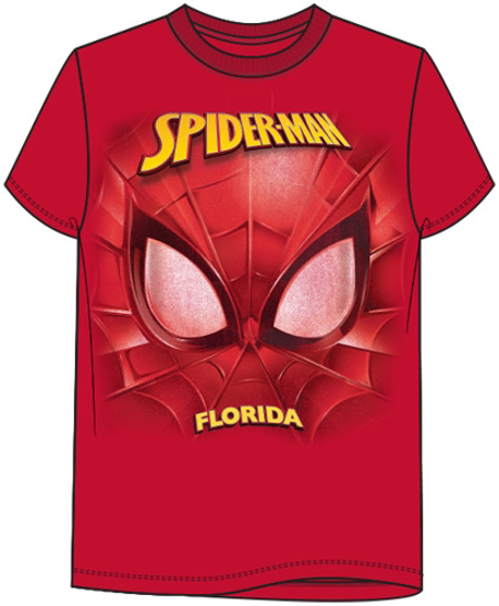 Picture of Marvel Spiderman Web Face Adult T-Shirt Red Florida Namedrop