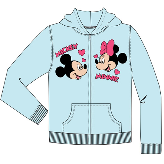 Picture of Disney Mickey & Minnie Love Youth Zipper Hoodie Aqua Blue