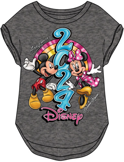 Picture of Disney Mickey Minnie Rainbow 2024 Youth Fashion Top Gray