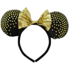 Picture of Minnie Ears Headband With Rhinestones Black With Gold