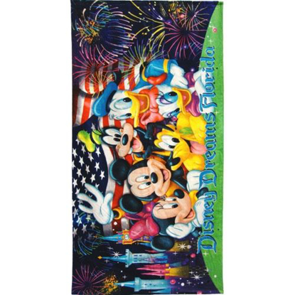 Picture of Disney Mickey Minnie Donald Daisy Pluto Goofy Firework Castle Beach Towel