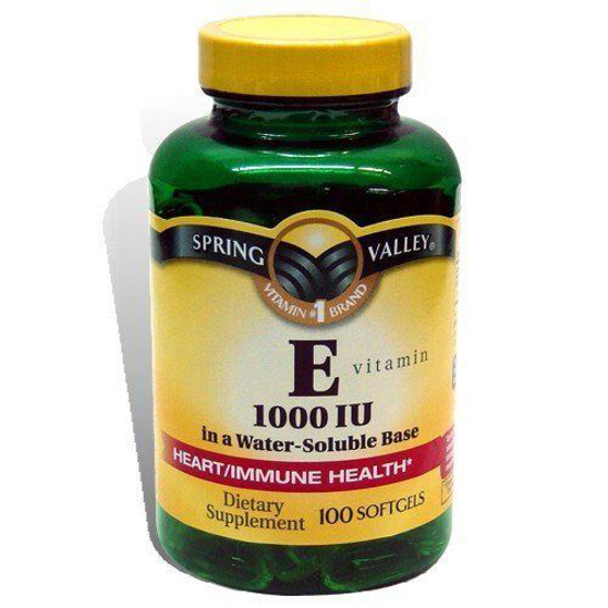 Picture of Spring Valley - Vitamin E Water Soluble 1000 IU, 100 Softgels