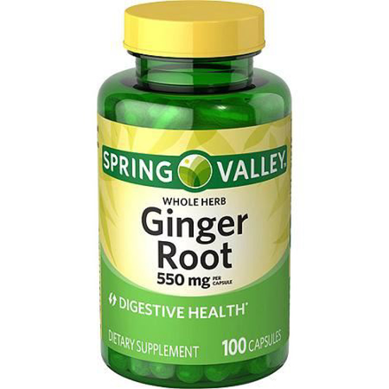 Picture of Spring Valley Whole Herb Ginger Root 550mg Per Capsule Digestive Health 100 C...