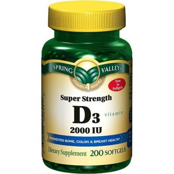 Picture of Spring Valley - Vitamin D-3 2000 IU, High Potency, 200 Softgels