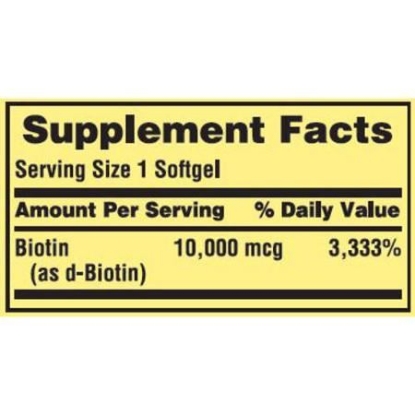 Picture of Spring Valley Biotin Dietary Supplement, 10,000 mg, 120 Softgels