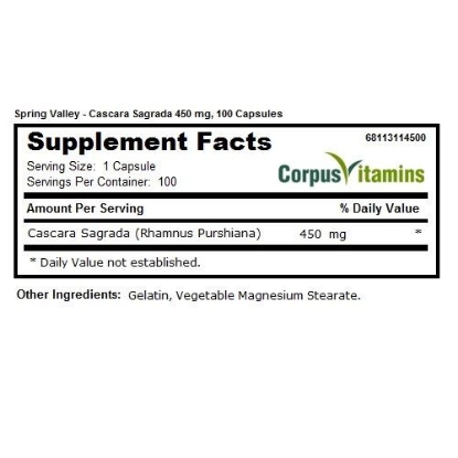 Picture of Spring Valley Cascara Sagrada 450 Mg