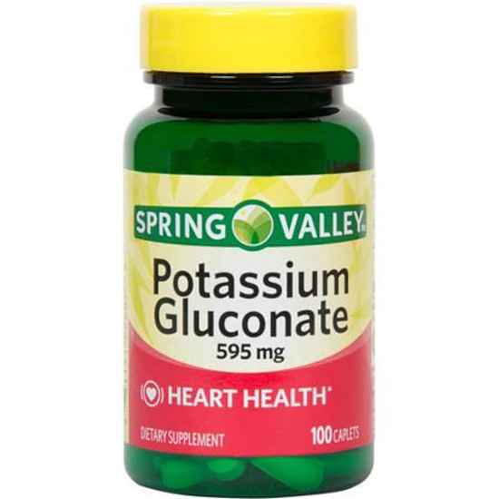 Picture of Spring Valley - Potassium Gluconate 595 mg (Potassium 99mg) , 100 Caplets