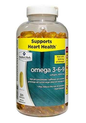 Picture of Member's Mark Wellness & Nutrition Omega 3 6 9 1500 mg Fish Oil Reduces Heart