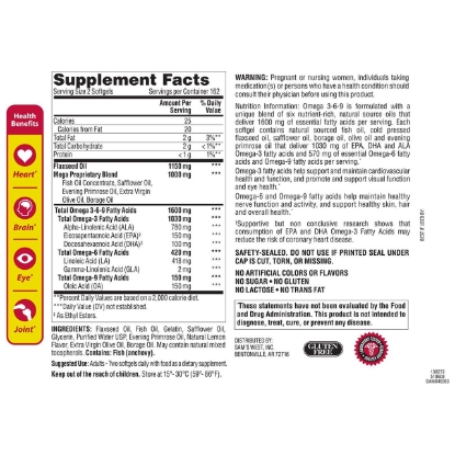 Picture of Member's Mark Wellness & Nutrition Omega 3 6 9 1500 mg Fish Oil Reduces Heart