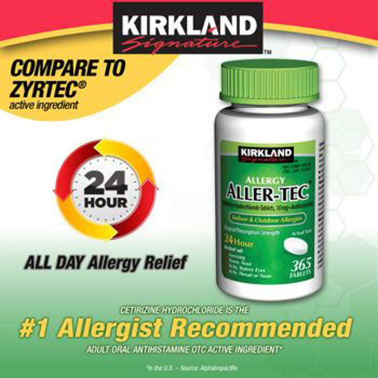 Picture of Kirkland Signature Aller-Tec Cetirizine Hydrochloride Tablets, 10 mg, 365 Count