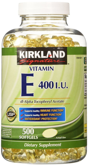 Kirkland Signature Vitamin E 400 Iu 500 Softgels Bottle