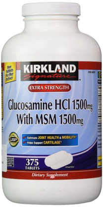 Picture of Kirkland Signature Extra Strength Glucosamine HCI 1500mg, With MSM 1500 mg, 375-Count Tablets