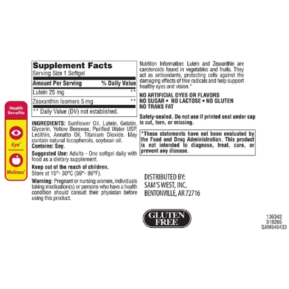 Picture of Member's Mark Lutein & Zeaxanthin Dietary Supplement (120 ct.)