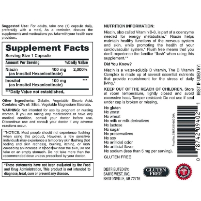 Picture of Member's Mark Flush Free Niacin Inositol Hexanicotinate Capsules, 500mg (1 botol)