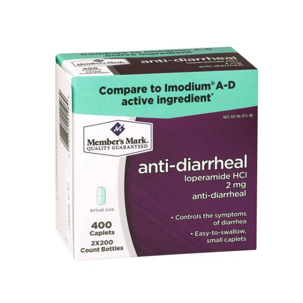 Picture of Member's Mark Anti-Diarrheal Loperamide HCl 2mg (1 bottle (200 caplets))