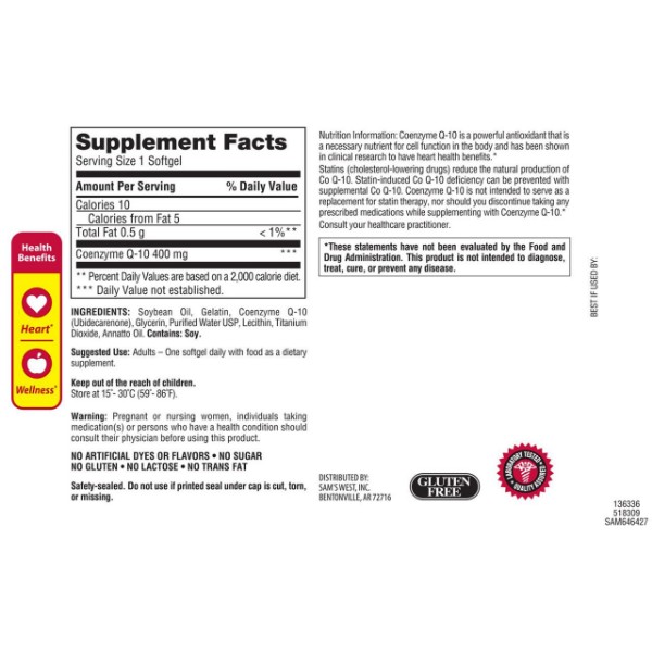 Picture of Member's Mark - Co Q-10 400 mg, Super Strength, 90 Softgels