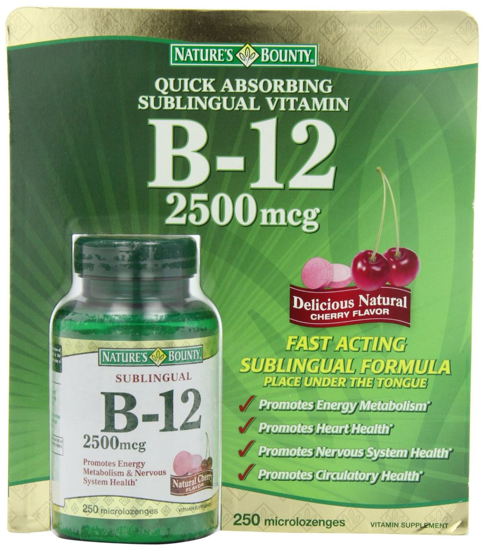 Picture of Nature's Bounty B-12 2500 mcg, 250 Microlozenges