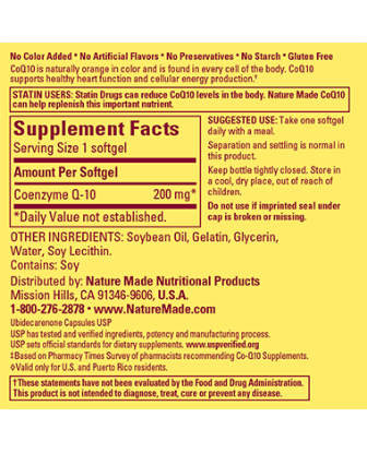 Picture of Nature Made CoQ 10 Liquid Softgels Naturally Orange 200 mg Value Size -140CT