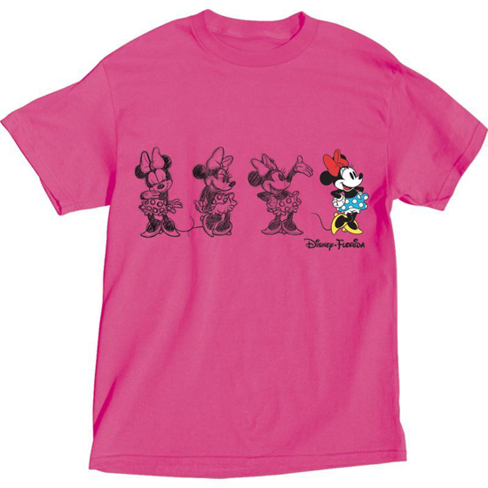 Picture of Disney Adult Womens Embroidered Sketchy Minnie T Shirt Pink