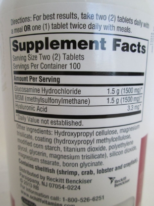 Picture of Schiff Glucosamine Plus MSM 1500 Mg Per 2 Tablets: 200 Coated Tablets - Sms15