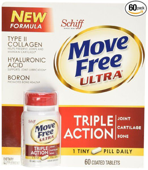 Schiff Move Free Ultra Type II Collagen Hyaluronic Acid Boron Tripe Action Tablets 60 ct