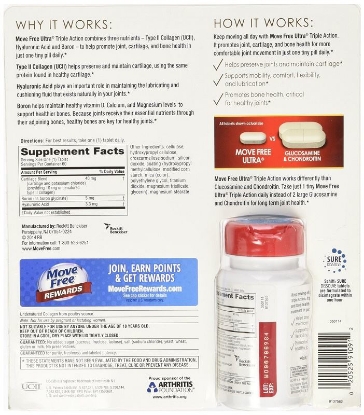 Schiff Move Free Ultra Type II Collagen Hyaluronic Acid Boron Tripe Action Tablets 60 ct