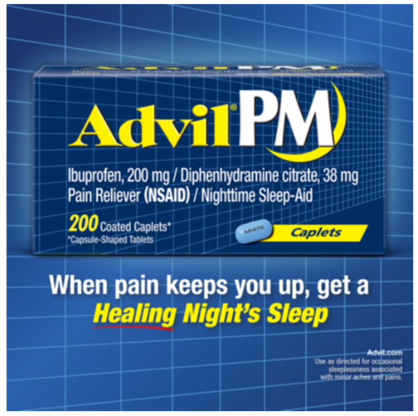 Picture of Advil Pm Ibuprofen 200mg Fast Pain Reliever and Fever Reducer Nighttime Sleep...