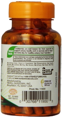 Picture of Sundown Naturals Cranberry Fruit Capsules 475 mg 100 Count Bottle